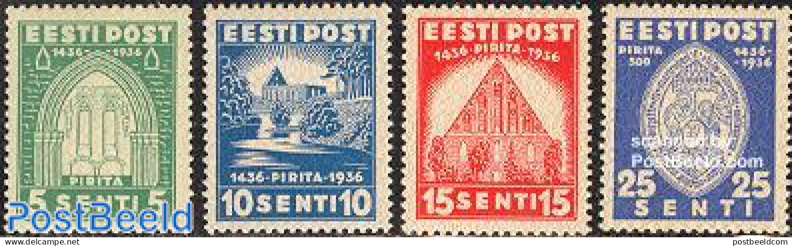 Estonia 1936 Pirita Cloister 4v, Unused (hinged), Religion - Cloisters & Abbeys - Abbazie E Monasteri