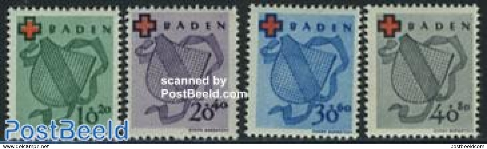 Germany, French Zone 1949 Baden, Red Cross 4v, Unused (hinged), Health - Red Cross - Cruz Roja