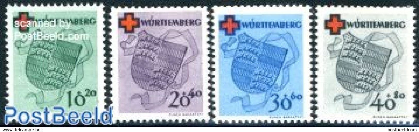 Germany, French Zone 1949 Wurttemberg, Red Cross 4v, Mint NH, Health - Red Cross - Rode Kruis