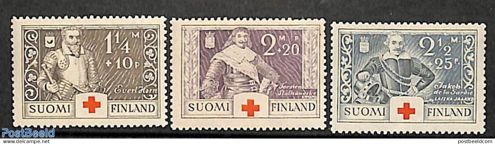 Finland 1934 Red Cross, War Heroes 3v, Mint NH, Health - Red Cross - Unused Stamps