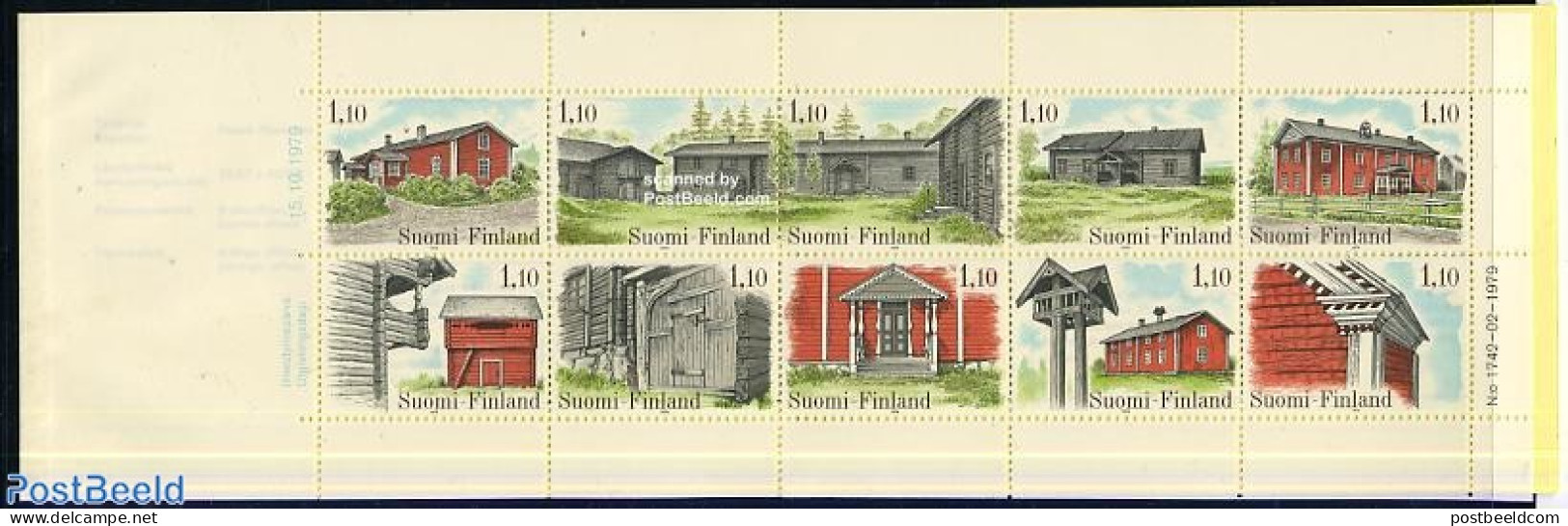 Finland 1979 Architecture 10v In Booklet, Mint NH, Stamp Booklets - Art - Architecture - Ungebraucht