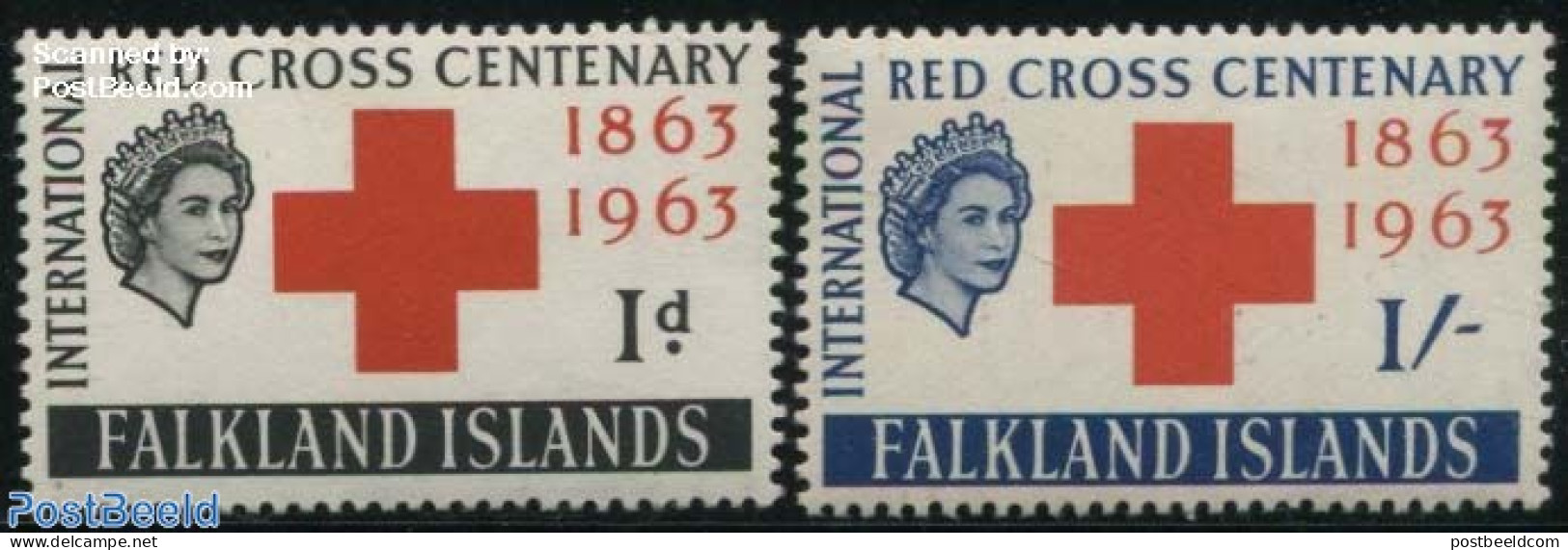 Falkland Islands 1963 Red Cross Centenary 2v, Unused (hinged), Health - Red Cross - Rotes Kreuz