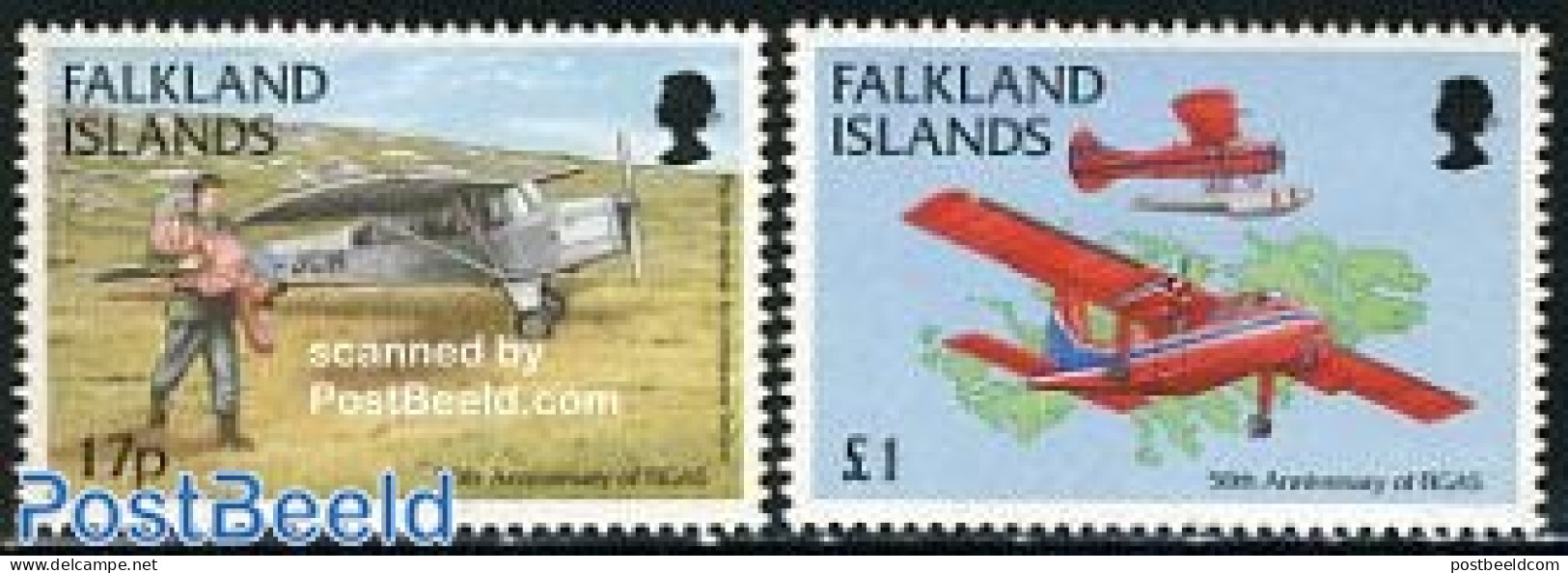 Falkland Islands 1998 FIGAS 2v, Mint NH, Transport - Aircraft & Aviation - Vliegtuigen