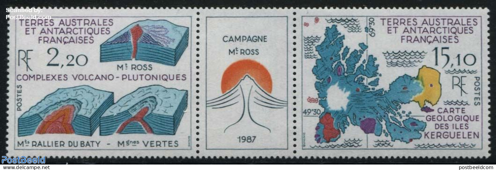 French Antarctic Territory 1988 Mount Ross 2v+tab [:T:], Mint NH, Various - Maps - Unused Stamps