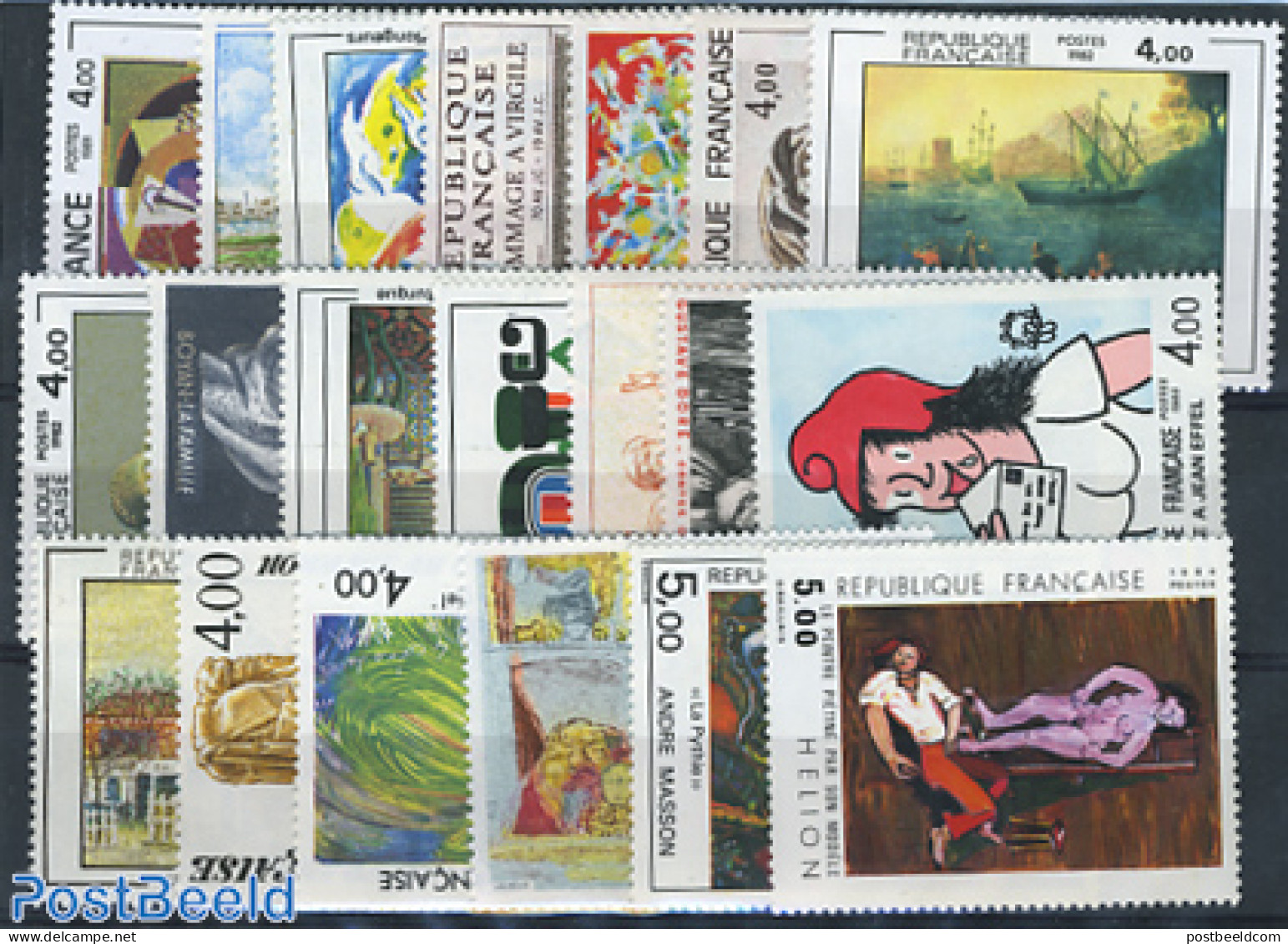 France 1984 Art Stamps France 1981/1984 (20 Stamps), Mint NH, Art - Paintings - Unused Stamps