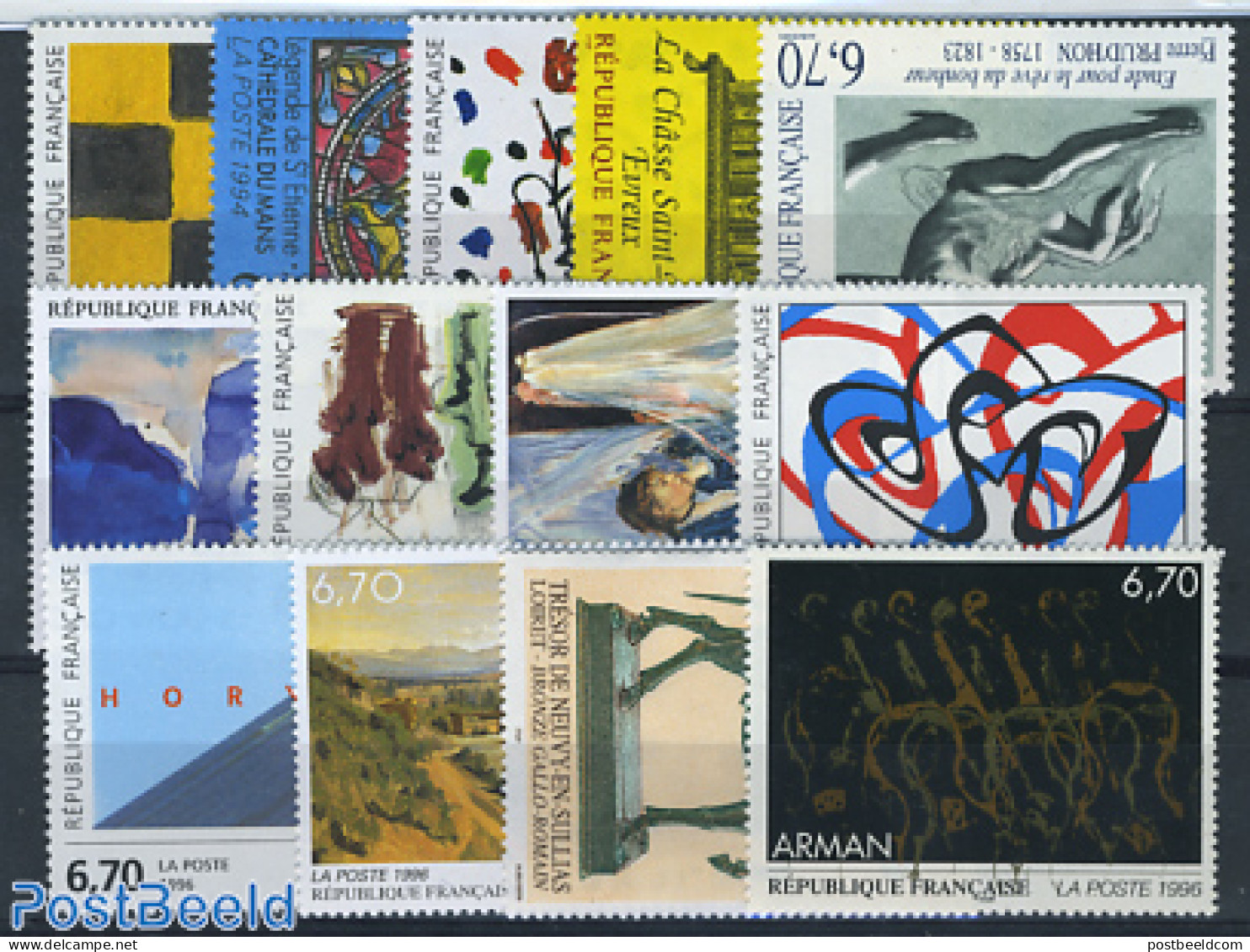 France 1996 Art Stamps France 1994/1996 (13 Stamps), Mint NH, Art - Paintings - Ungebraucht