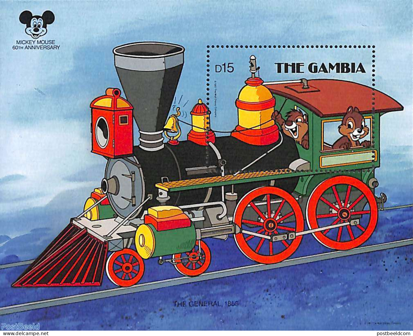 Gambia 1987 Disney S/s, Mint NH, Transport - Railways - Art - Disney - Trenes