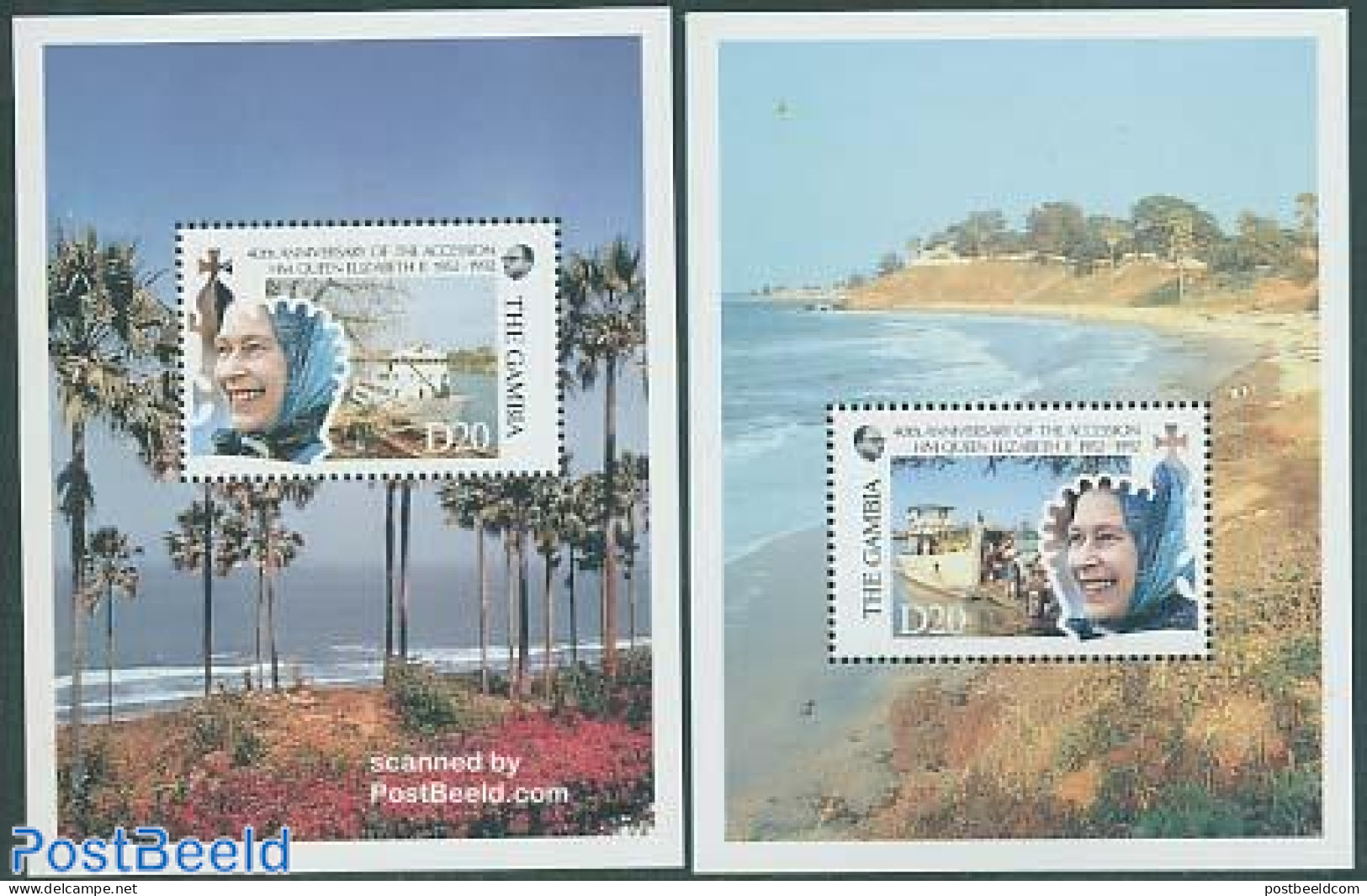 Gambia 1992 Accession Anniversary 2 S/s, Mint NH, History - Transport - Kings & Queens (Royalty) - Ships And Boats - Königshäuser, Adel