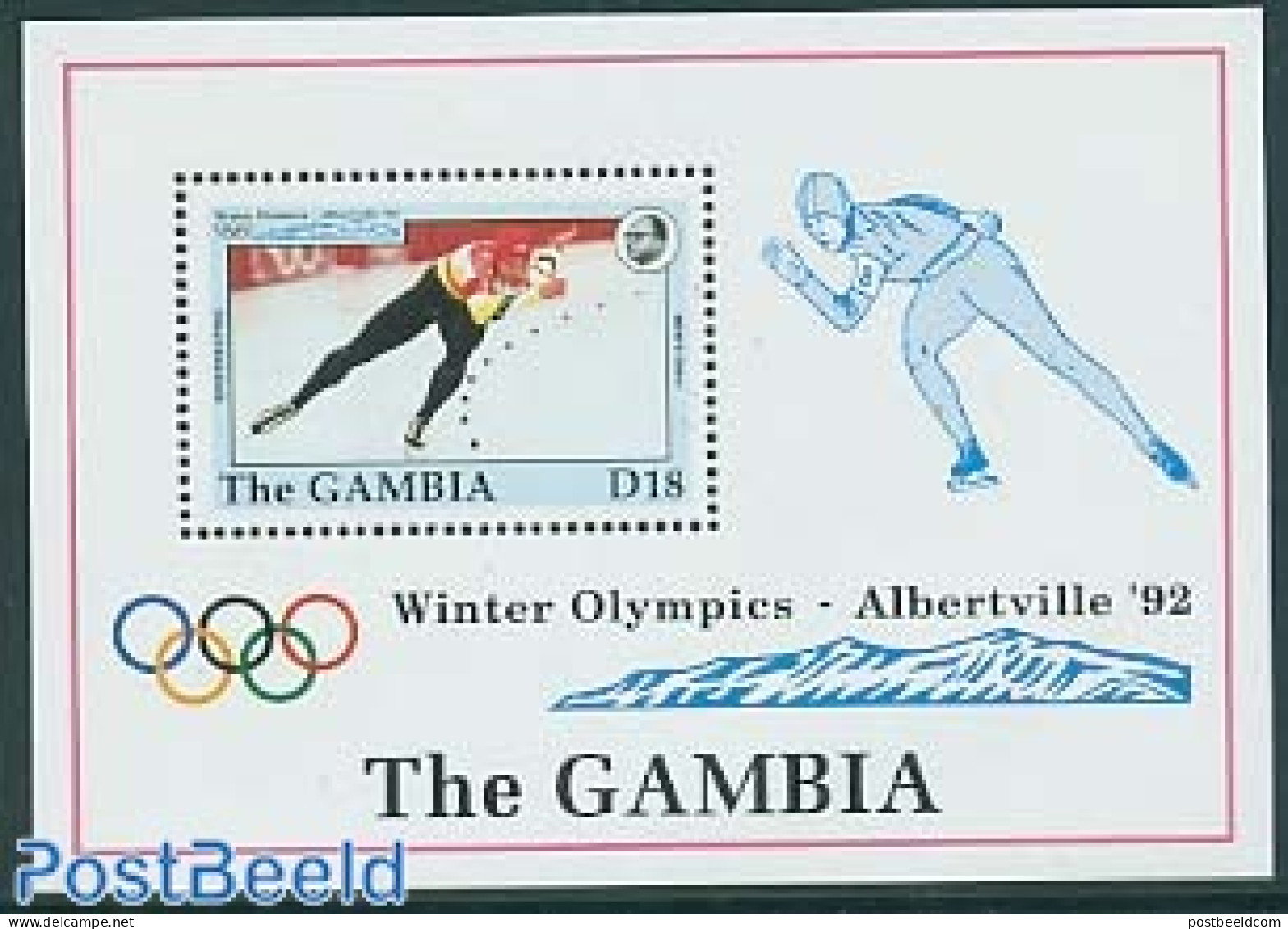 Gambia 1992 Olympic Games S/s, Skating, Mint NH, Sport - Olympic Winter Games - Skating - Gambia (...-1964)