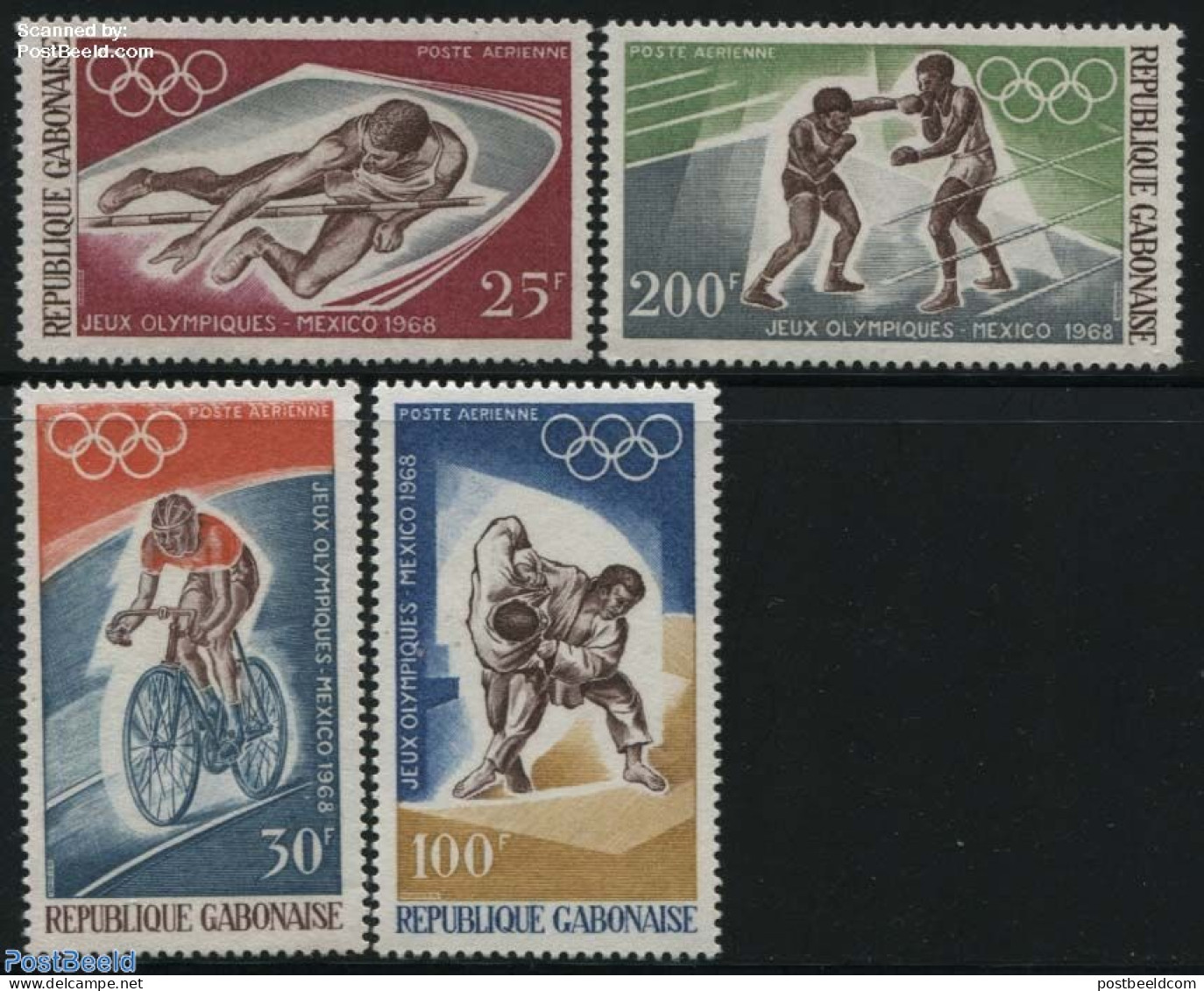 Gabon 1968 Olympic Games Mexico 4v, Mint NH, Sport - Boxing - Cycling - Judo - Olympic Games - Unused Stamps
