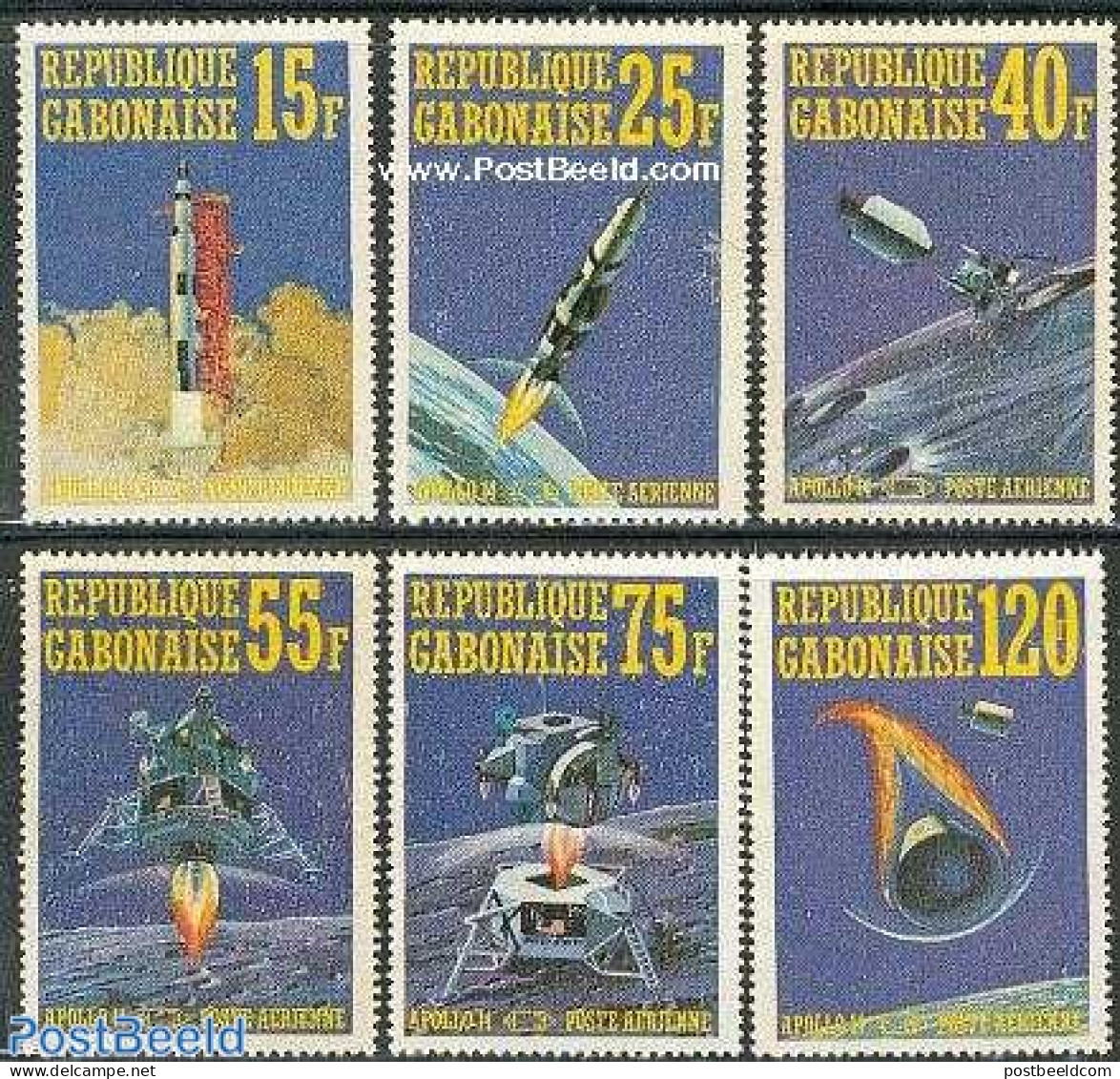 Gabon 1971 Apollo 14 6v, Mint NH, Transport - Space Exploration - Unused Stamps