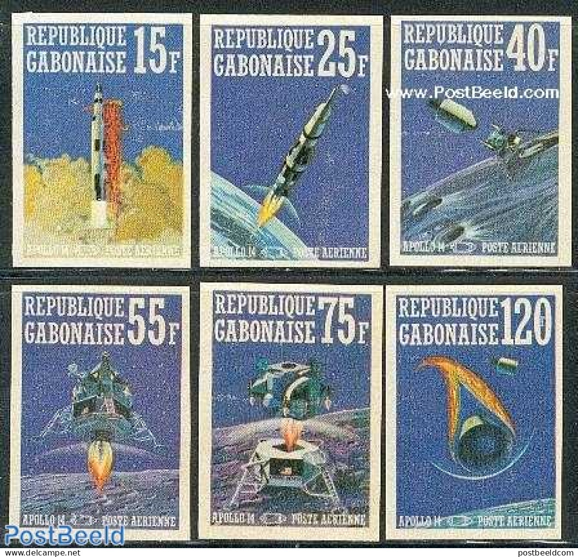 Gabon 1971 Apollo 14 6v Imperforated, Mint NH, Transport - Space Exploration - Unused Stamps