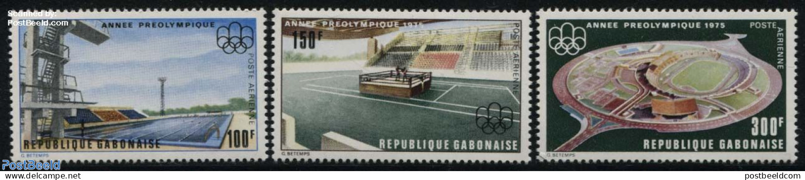 Gabon 1975 Preolympic Year 3v, Mint NH, Sport - Boxing - Olympic Games - Swimming - Unused Stamps