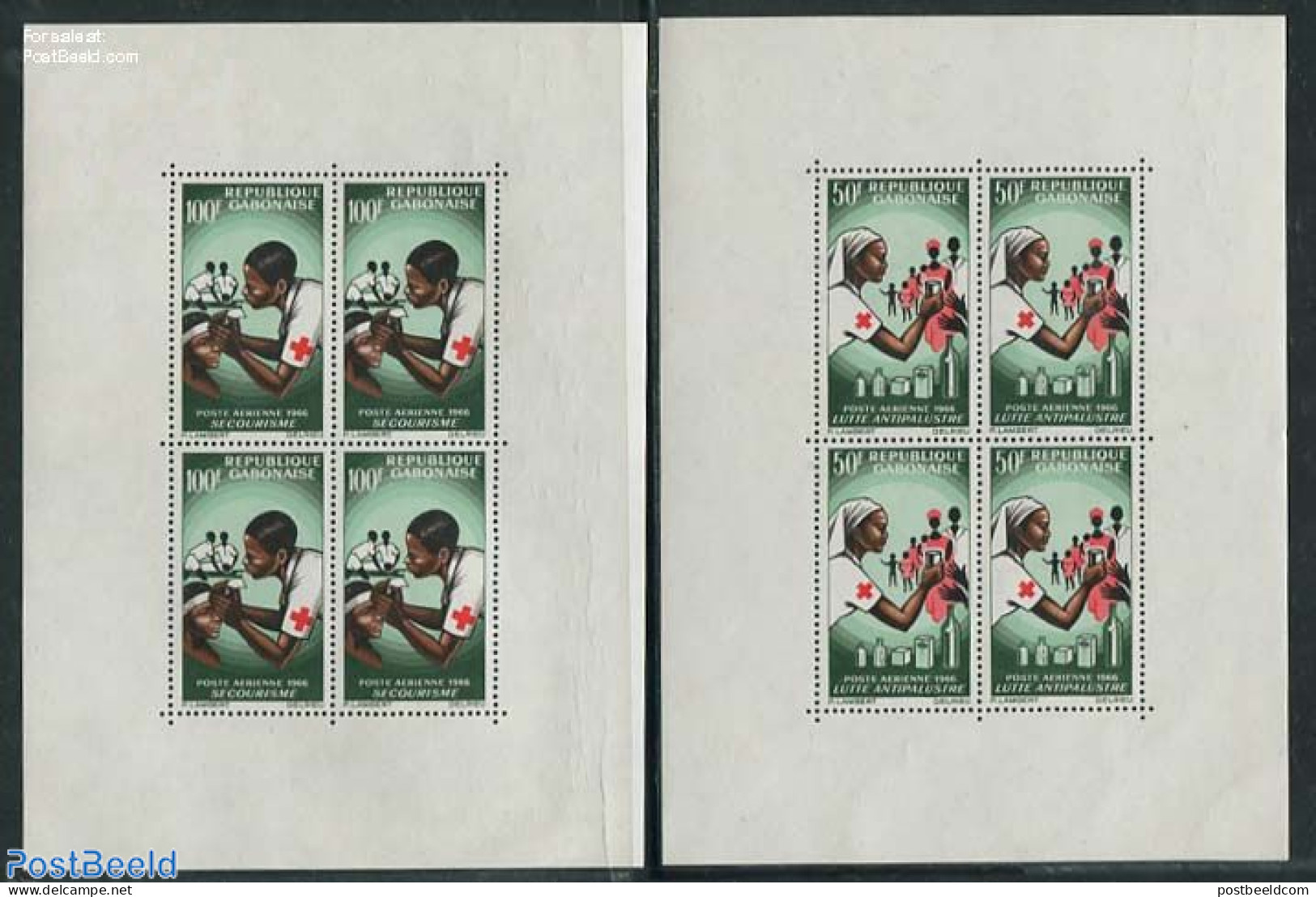 Gabon 1966 Red Cross 2 S/s, Mint NH, Health - Red Cross - Unused Stamps