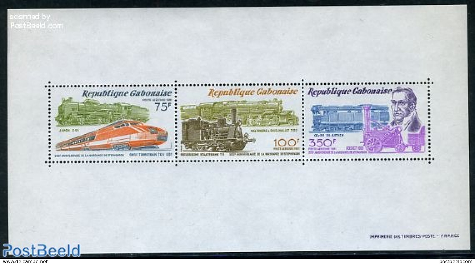 Gabon 1981 George Stephenson S/s, Mint NH, Transport - Railways - Neufs