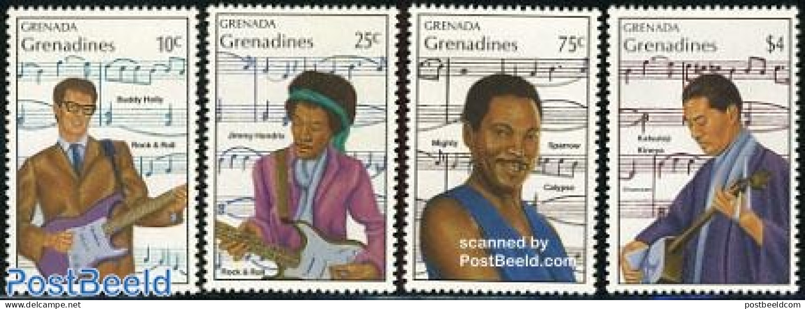 Grenada Grenadines 1989 Composers & Musicians 4v, Mint NH, Performance Art - Music - Popular Music - Muziek
