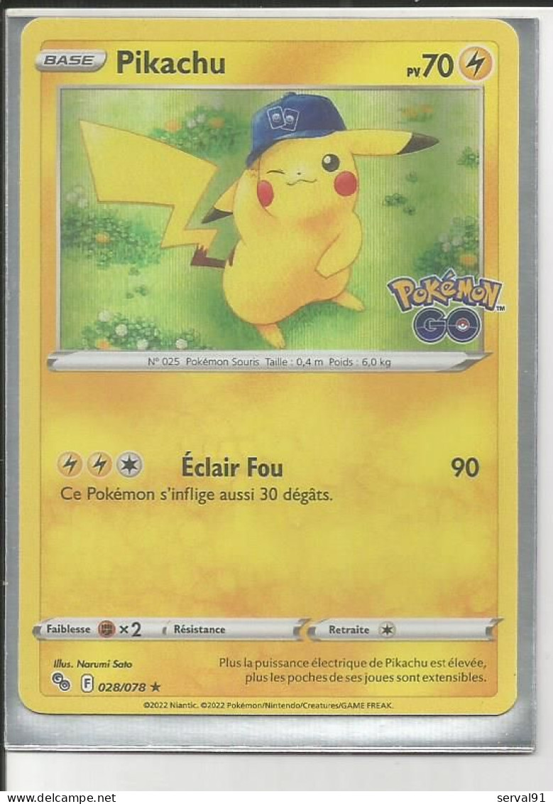 CARTE PIKACHU HOLOGRAPHIQUE POKEMON GO N° 28 - Sword & Shield