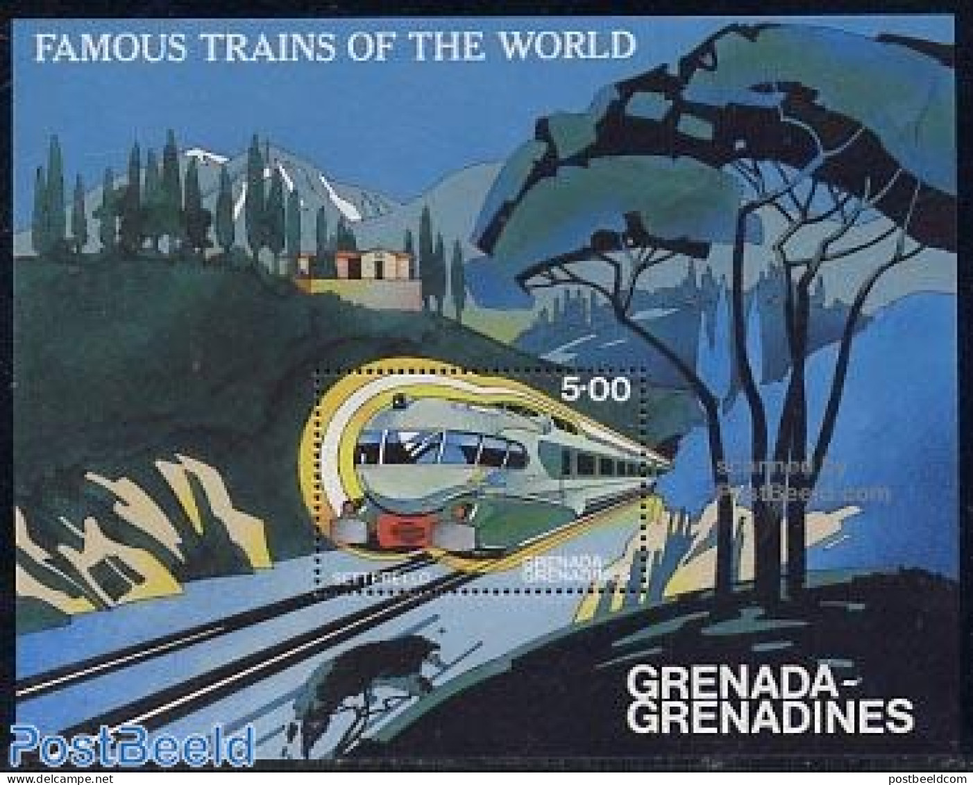 Grenada Grenadines 1982 Famous Trains S/s, Mint NH, Transport - Railways - Trenes