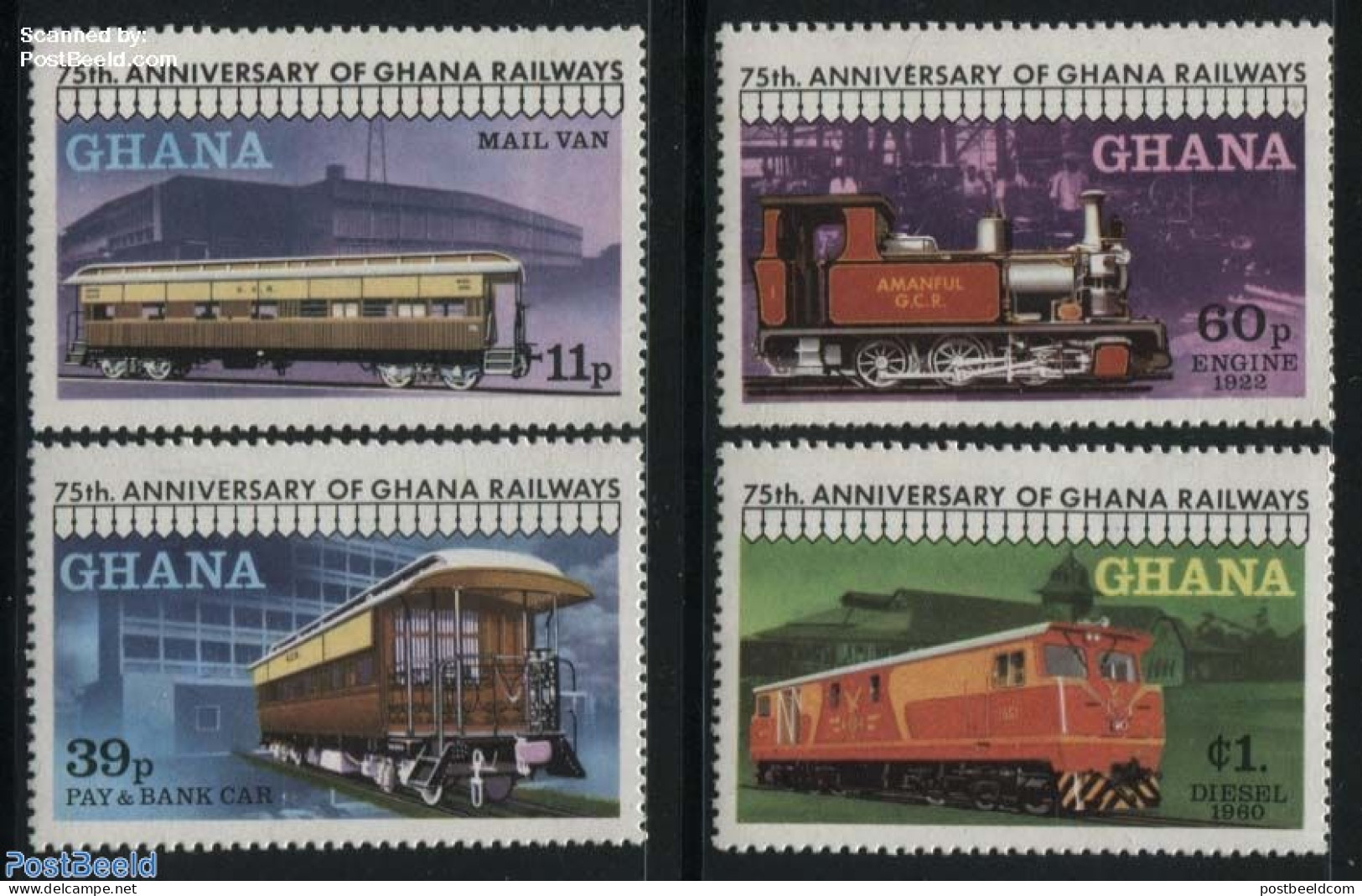 Ghana 1978 Railways 75th Anniversary 4v, Mint NH, Transport - Railways - Trenes