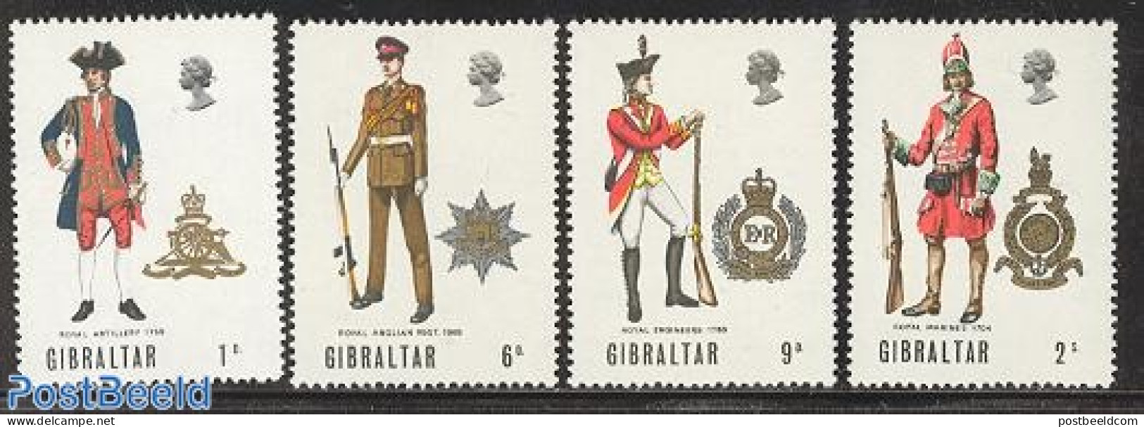 Gibraltar 1969 Uniforms 4v, Mint NH, Various - Uniforms - Kostüme