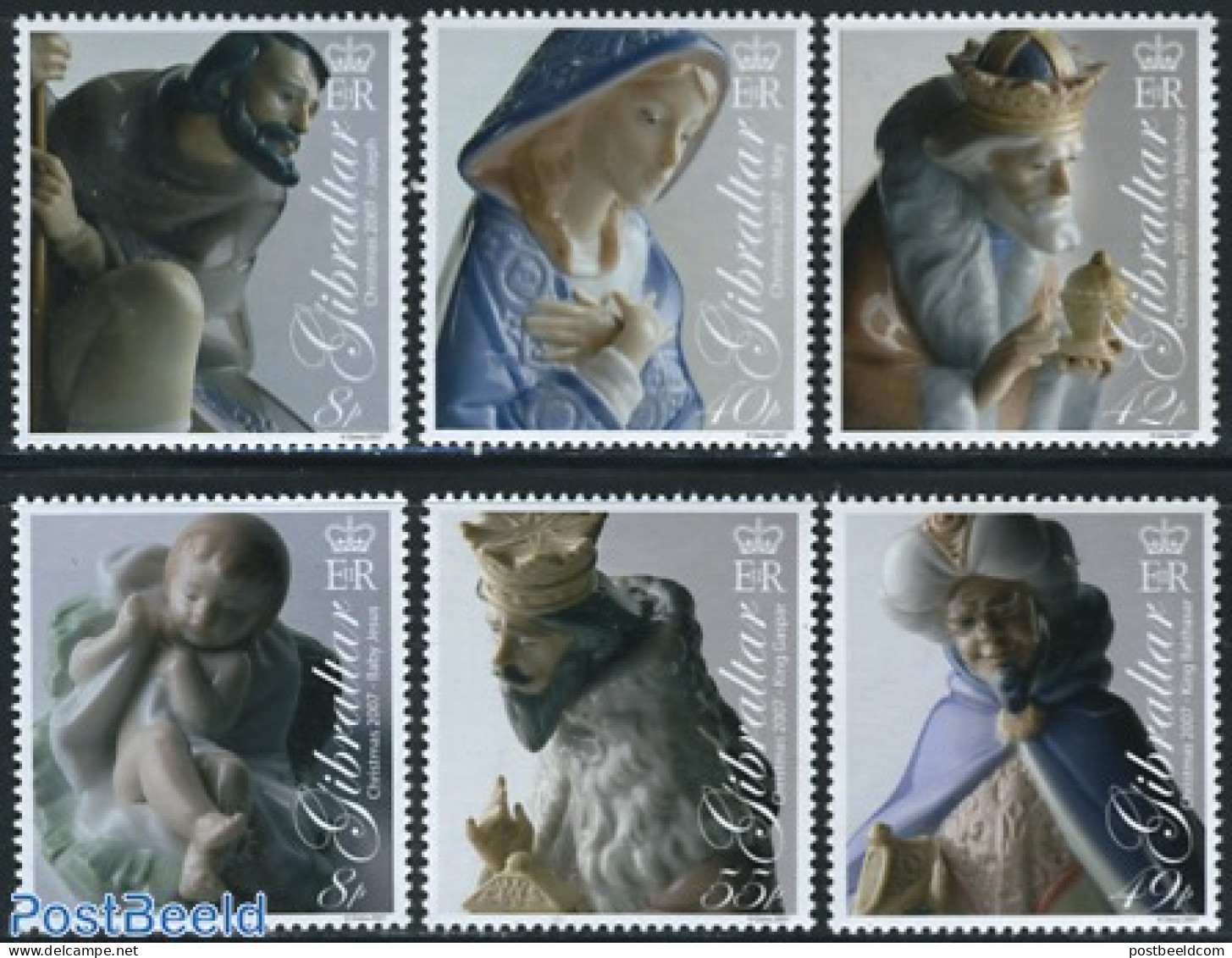 Gibraltar 2007 Christmas 6v, Mint NH, Religion - Christmas - Art - Sculpture - Natale