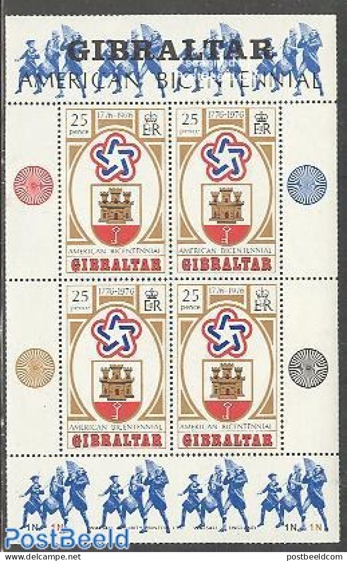 Gibraltar 1976 US Bi-centenary S/s, Mint NH, History - Coat Of Arms - US Bicentenary - Gibraltar
