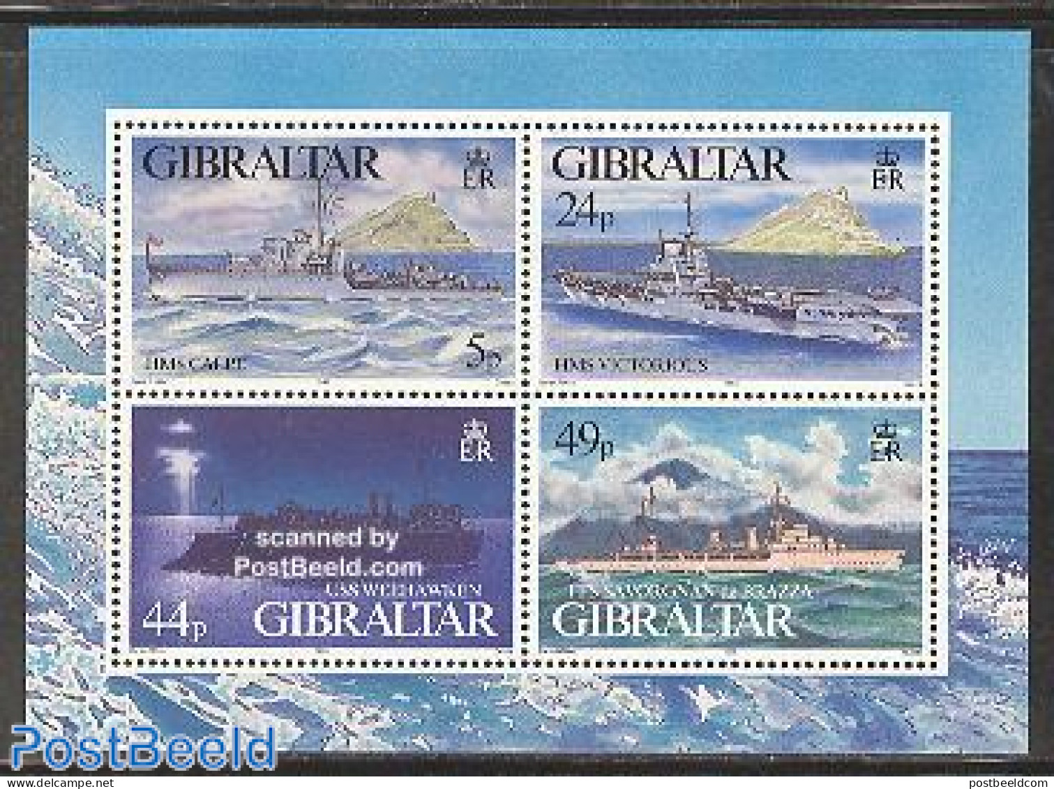 Gibraltar 1995 War Ships S/s, Mint NH, History - Transport - Various - World War II - Ships And Boats - Lighthouses & .. - 2. Weltkrieg