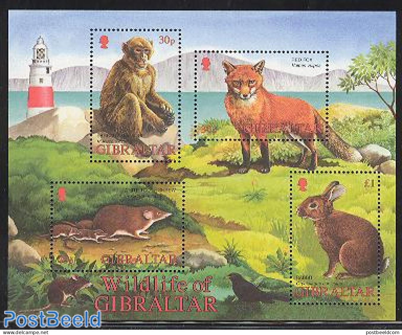 Gibraltar 2002 Animals S/s, Mint NH, Nature - Various - Animals (others & Mixed) - Monkeys - Rabbits / Hares - Lightho.. - Leuchttürme