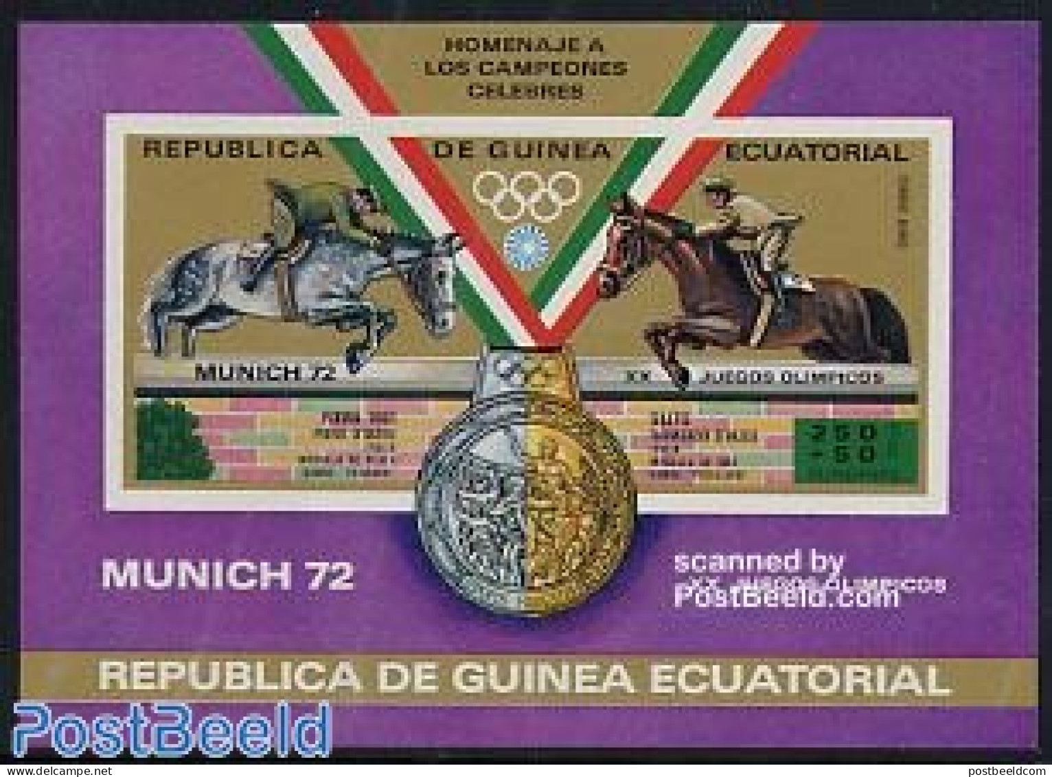 Equatorial Guinea 1972 Olympic Games S/s Imperforated, Horses, Mint NH, Nature - Sport - Horses - Olympic Games - Äquatorial-Guinea