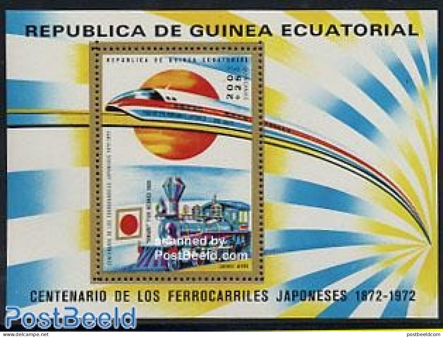 Equatorial Guinea 1972 Japanese Railways S/s, Mint NH, Transport - Railways - Trenes