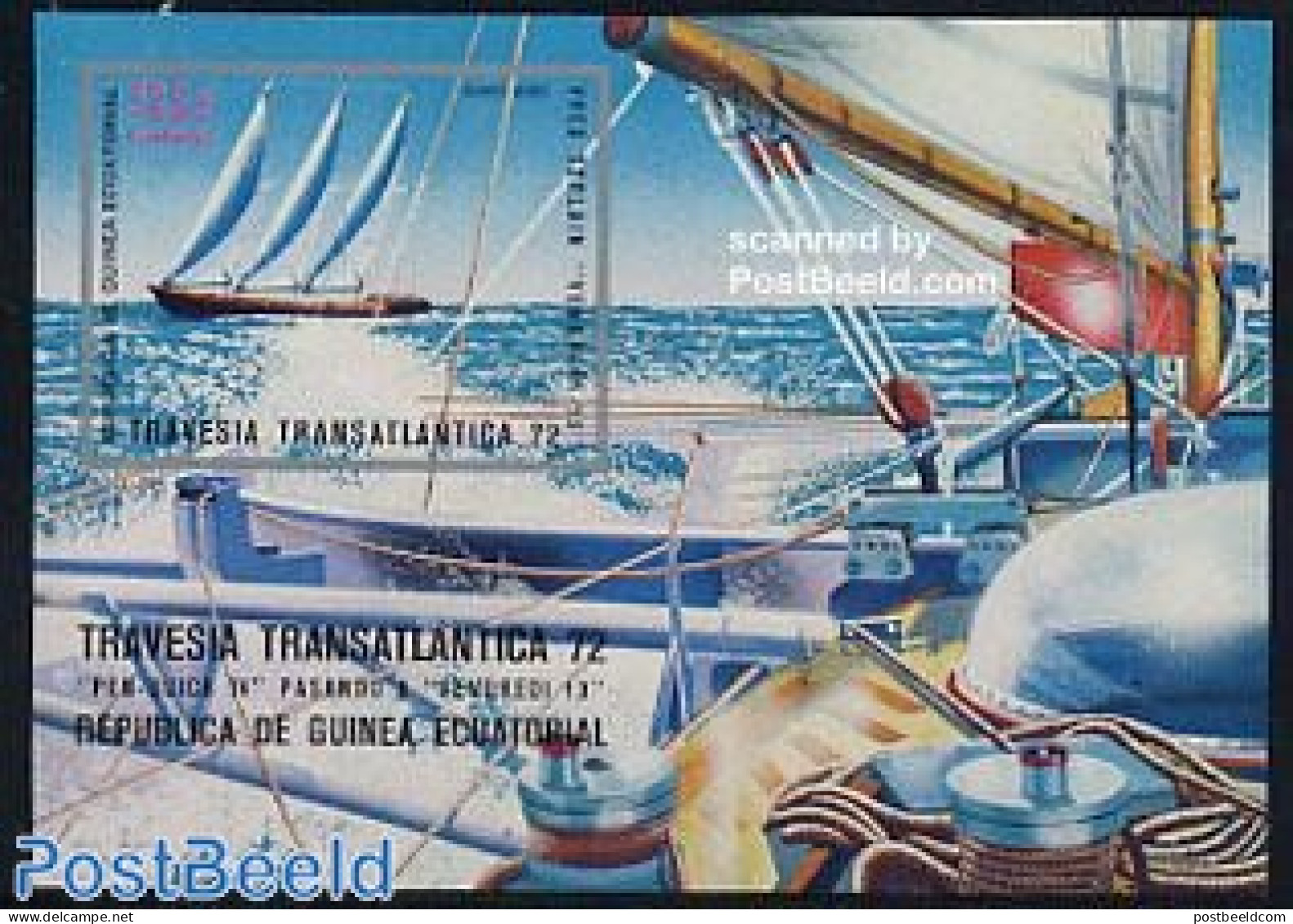 Equatorial Guinea 1973 Transatlantic Regatta S/s, Imperforated, Mint NH, Sport - Transport - Sailing - Sport (other An.. - Voile