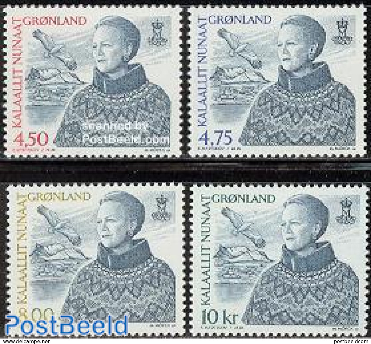 Greenland 2000 Definitives 4v, Mint NH, History - Nature - Kings & Queens (Royalty) - Birds - Ongebruikt