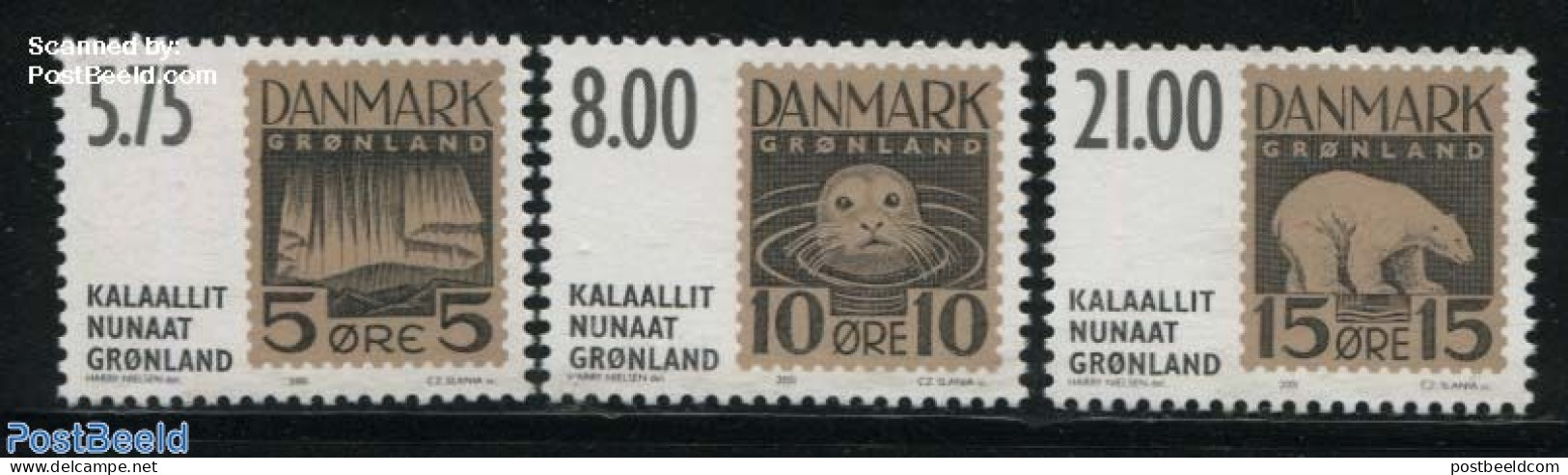 Greenland 2001 Never Issued Stamps 3v, Mint NH, Nature - Bears - Sea Mammals - Stamps On Stamps - Ongebruikt