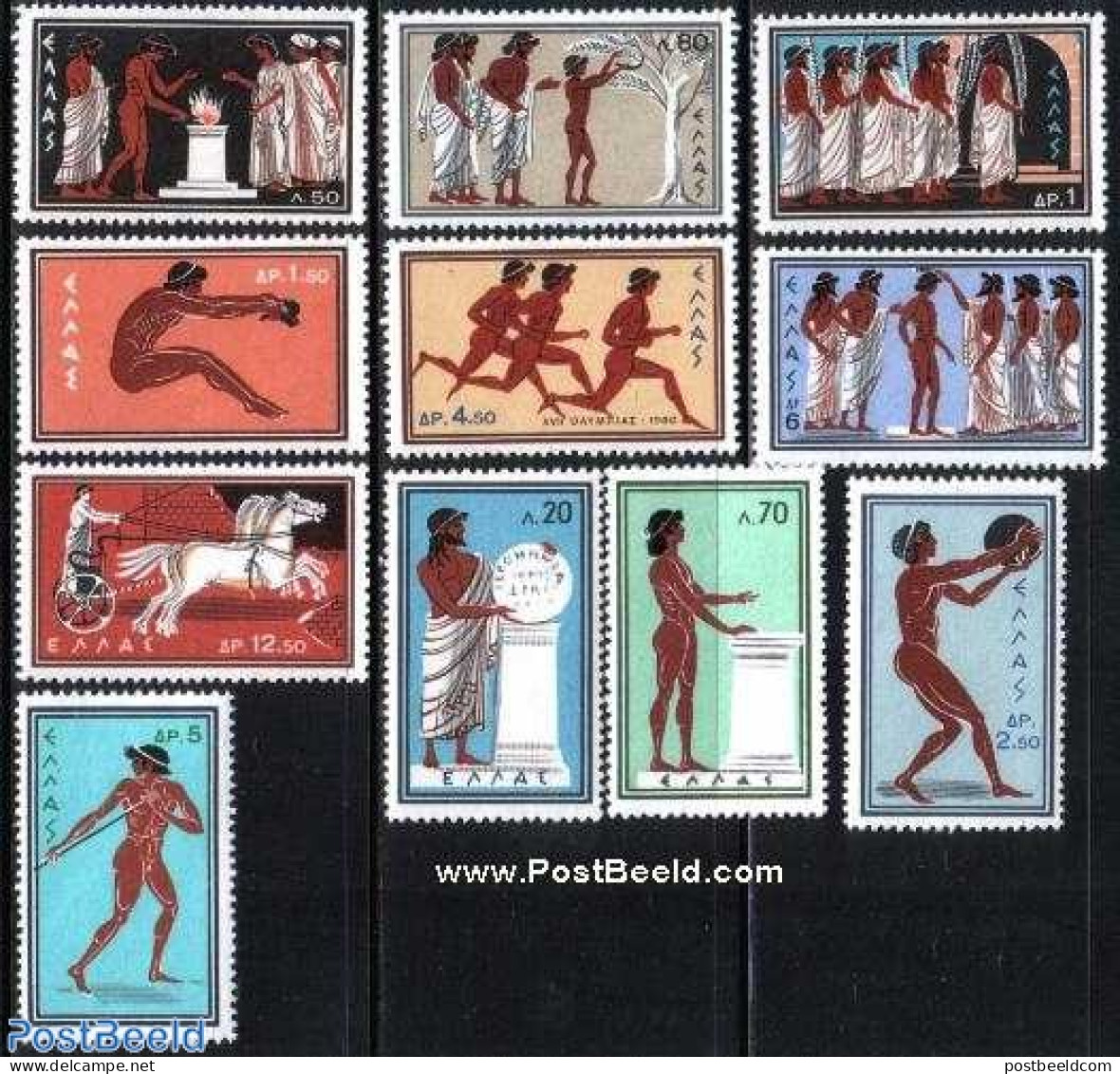 Greece 1960 Olympic Games Rome 11v, Mint NH, Nature - Sport - Horses - Athletics - Olympic Games - Ungebraucht