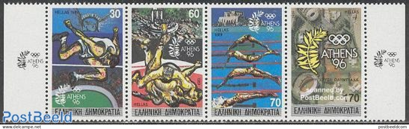 Greece 1989 Olympic Games 1996 4v [:::], Mint NH, Sport - Athletics - Olympic Games - Swimming - Ongebruikt