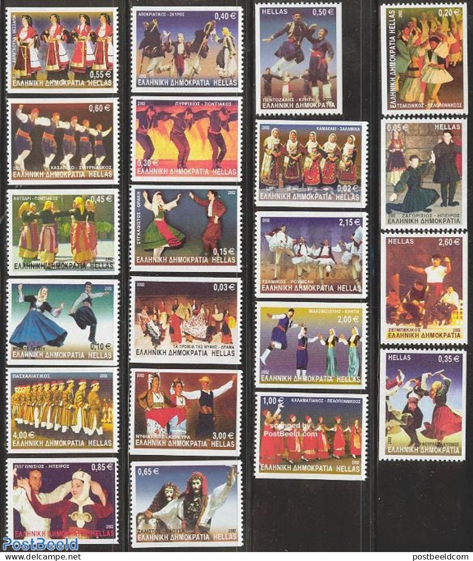 Greece 2002 Definitives Coil Stamps, Dances 21v, Mint NH, Performance Art - Dance & Ballet - Ungebraucht