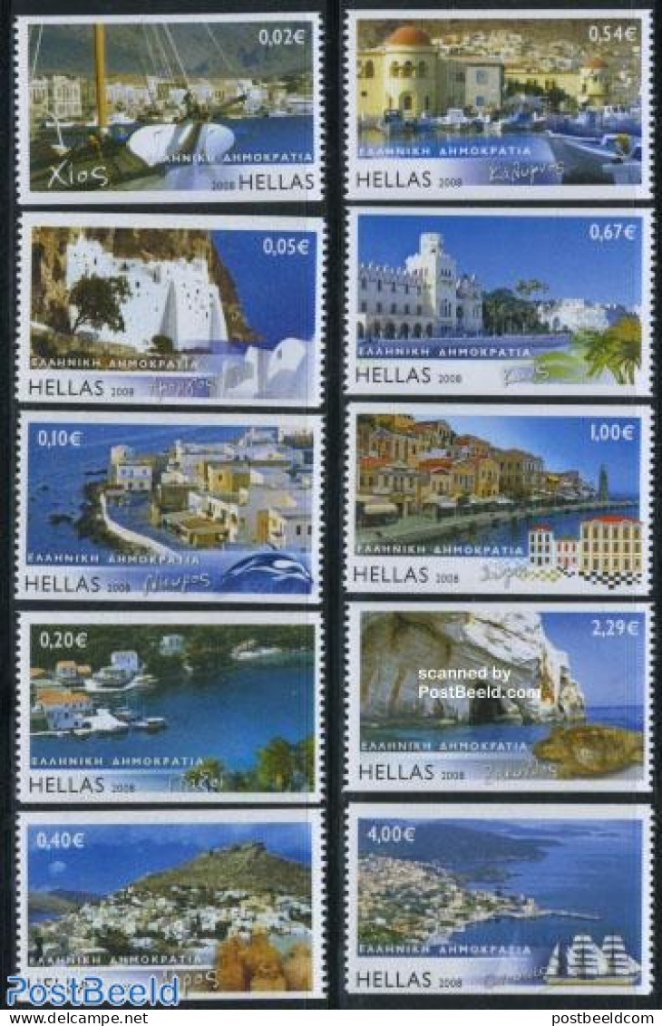 Greece 2008 Definitives 10v, Coil, Mint NH, Transport - Various - Ships And Boats - Tourism - Ongebruikt
