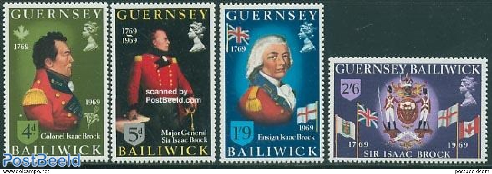 Guernsey 1969 I. Brock 4v, Mint NH, History - Various - Coat Of Arms - Uniforms - Costumes