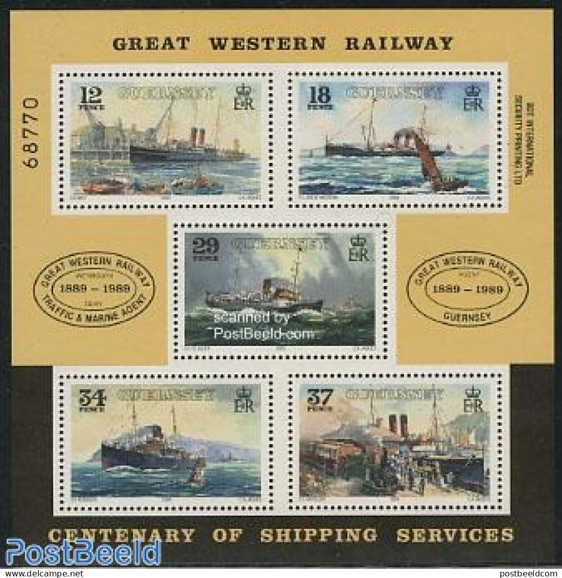 Guernsey 1989 Great Western Railway S/s, Mint NH, Transport - Various - Railways - Ships And Boats - Lighthouses & Saf.. - Trenes