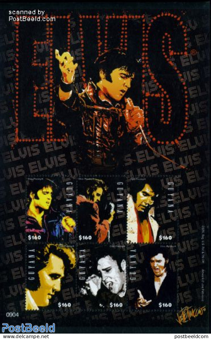 Guyana 2009 Elvis Presley 6v M/s, Mint NH, Performance Art - Elvis Presley - Music - Popular Music - Elvis Presley