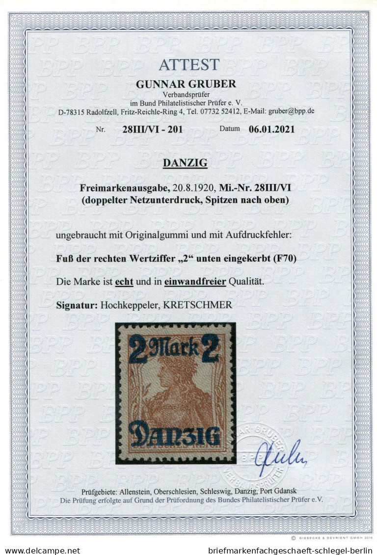 Danzig, 1920, 28 III/VI, Ungebraucht - Andere & Zonder Classificatie