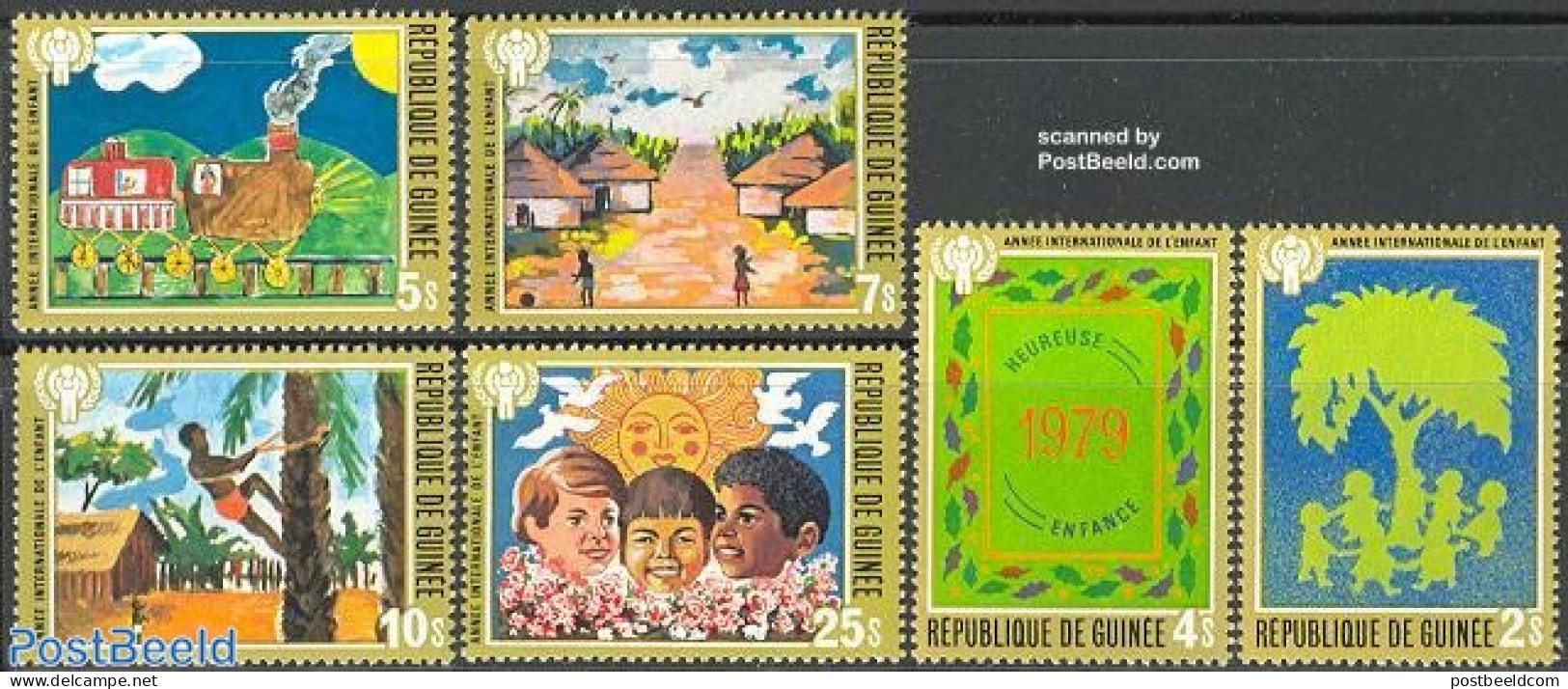 Guinea, Republic 1980 Year Of The Child 6v, Mint NH, Transport - Various - Railways - Year Of The Child 1979 - Art - C.. - Trains