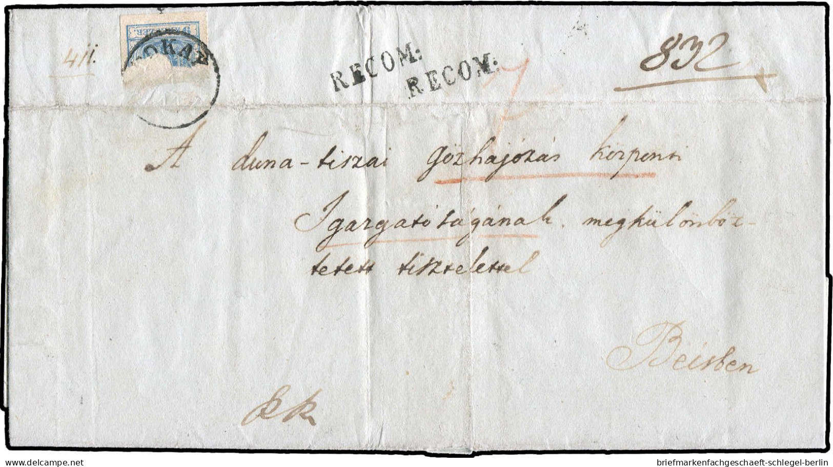 Österreich, 1850, 4 X C, Brief - Mechanische Afstempelingen