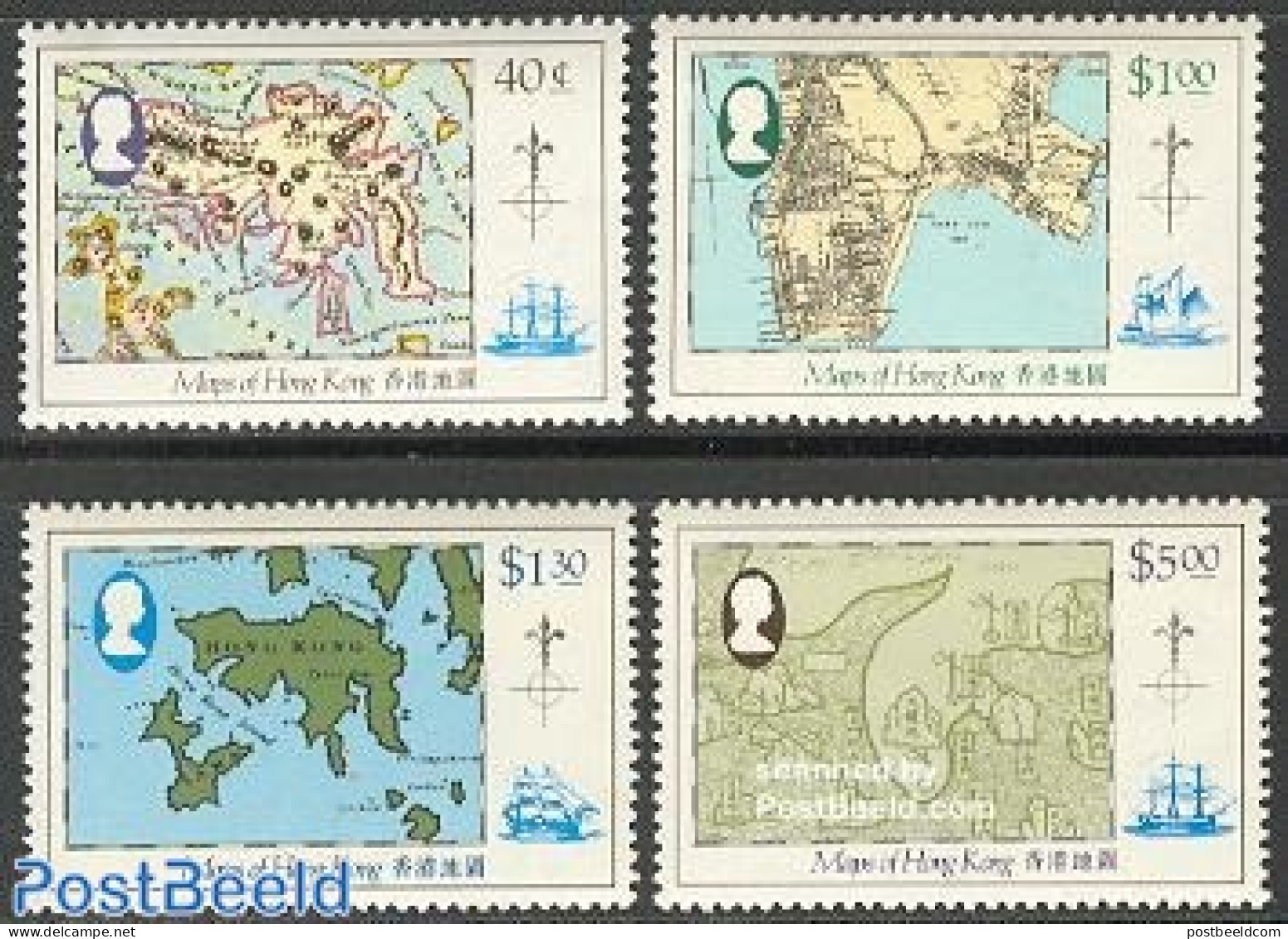 Hong Kong 1984 Maps 4v, Mint NH, Various - Maps - Nuovi