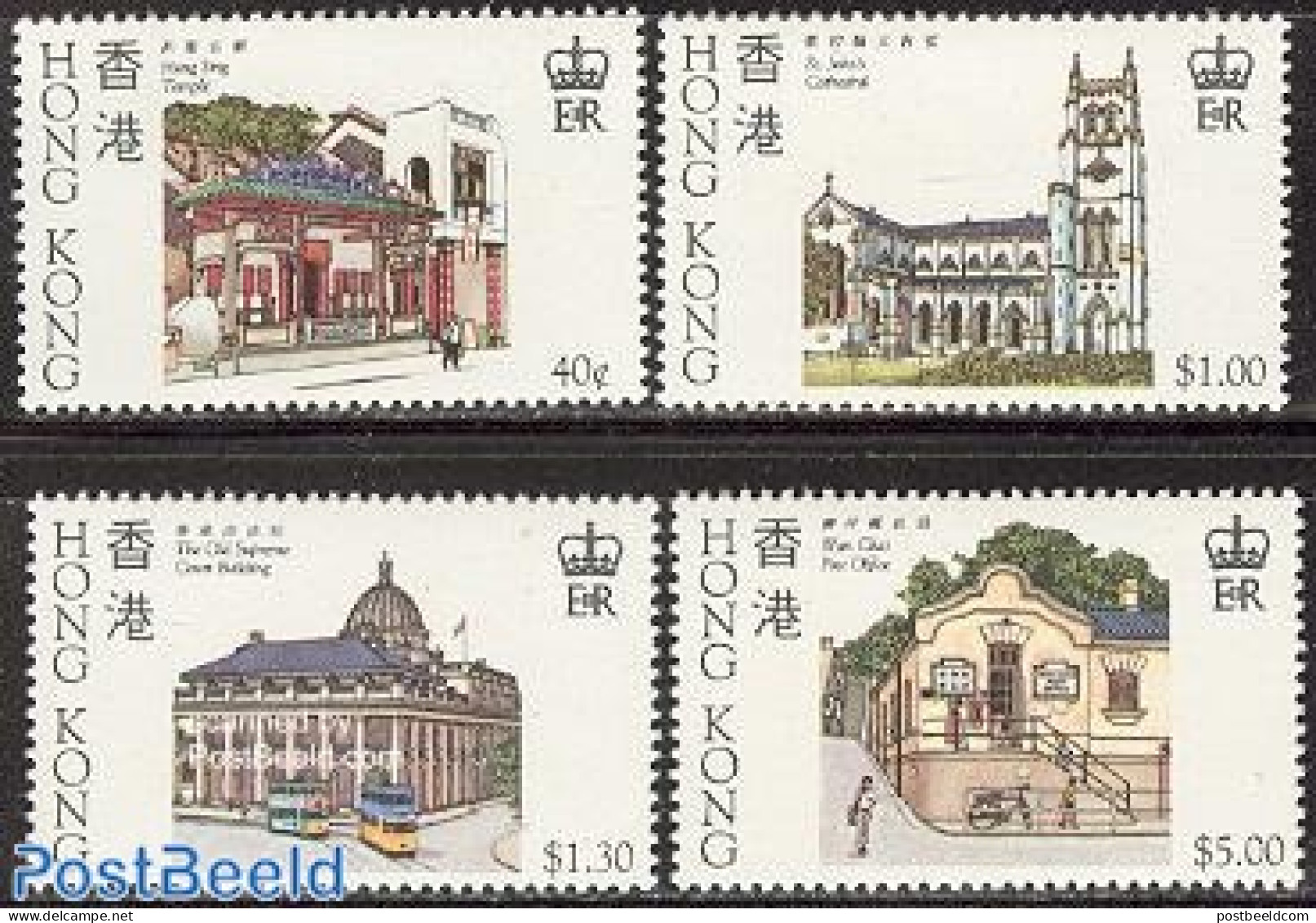 Hong Kong 1985 Historic Buildings 4v, Mint NH, Religion - Transport - Various - Churches, Temples, Mosques, Synagogues.. - Ongebruikt