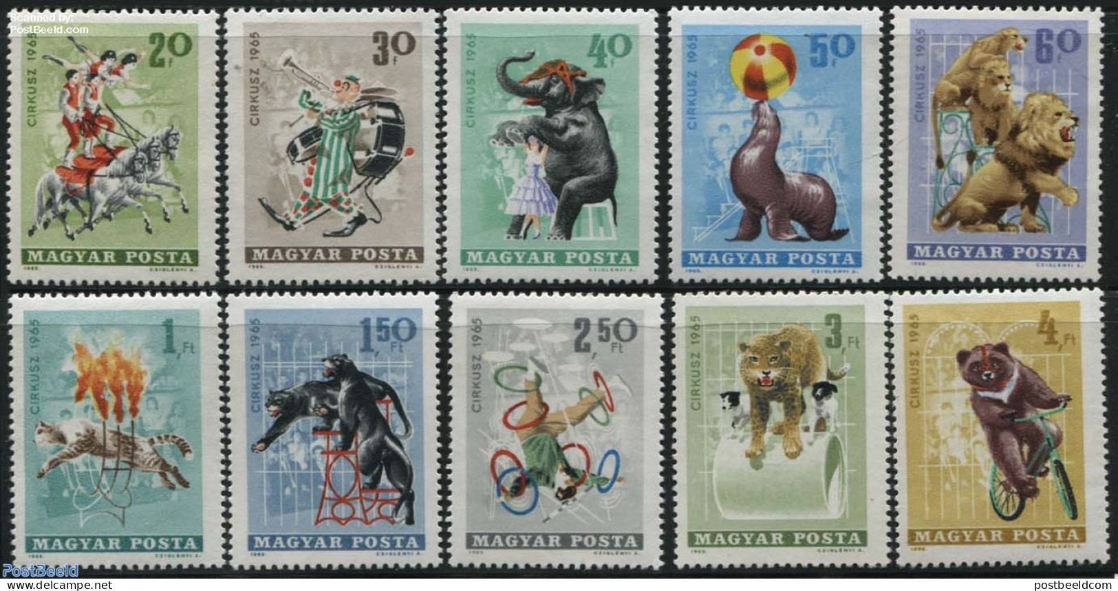 Hungary 1965 Circus 10v, Mint NH, Nature - Performance Art - Sport - Animals (others & Mixed) - Bears - Cat Family - C.. - Neufs
