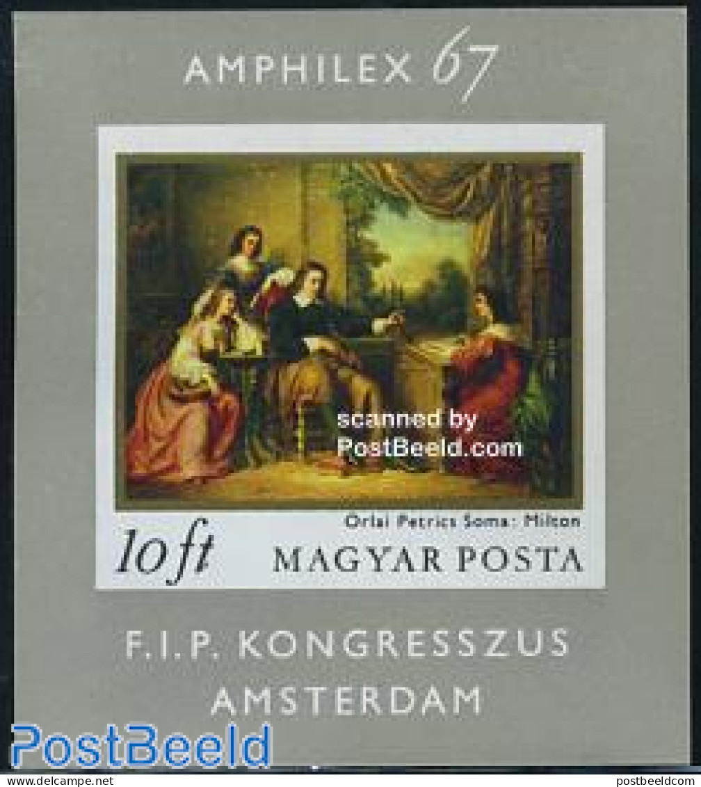 Hungary 1967 Amphilex, Painting S/s, Imperforated, Mint NH, History - Netherlands & Dutch - Philately - Art - Paintings - Neufs