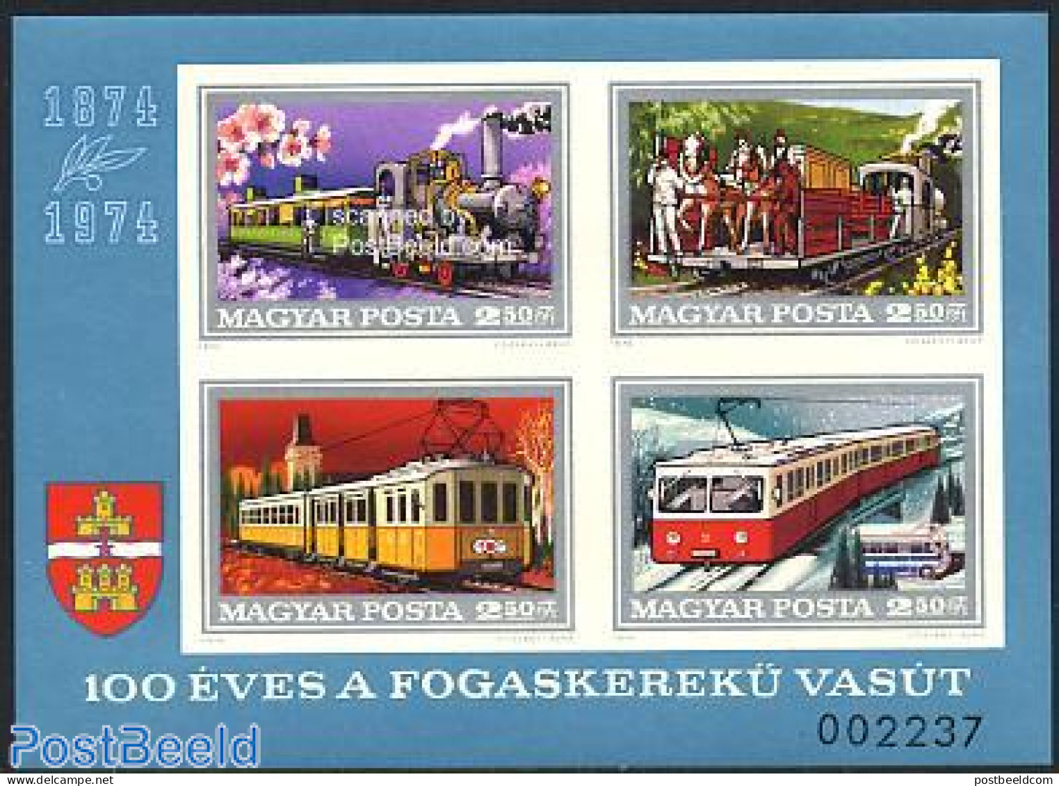 Hungary 1974 Budapest Railway S/s Imperforated, Mint NH, Nature - Transport - Horses - Automobiles - Railways - Art - .. - Unused Stamps