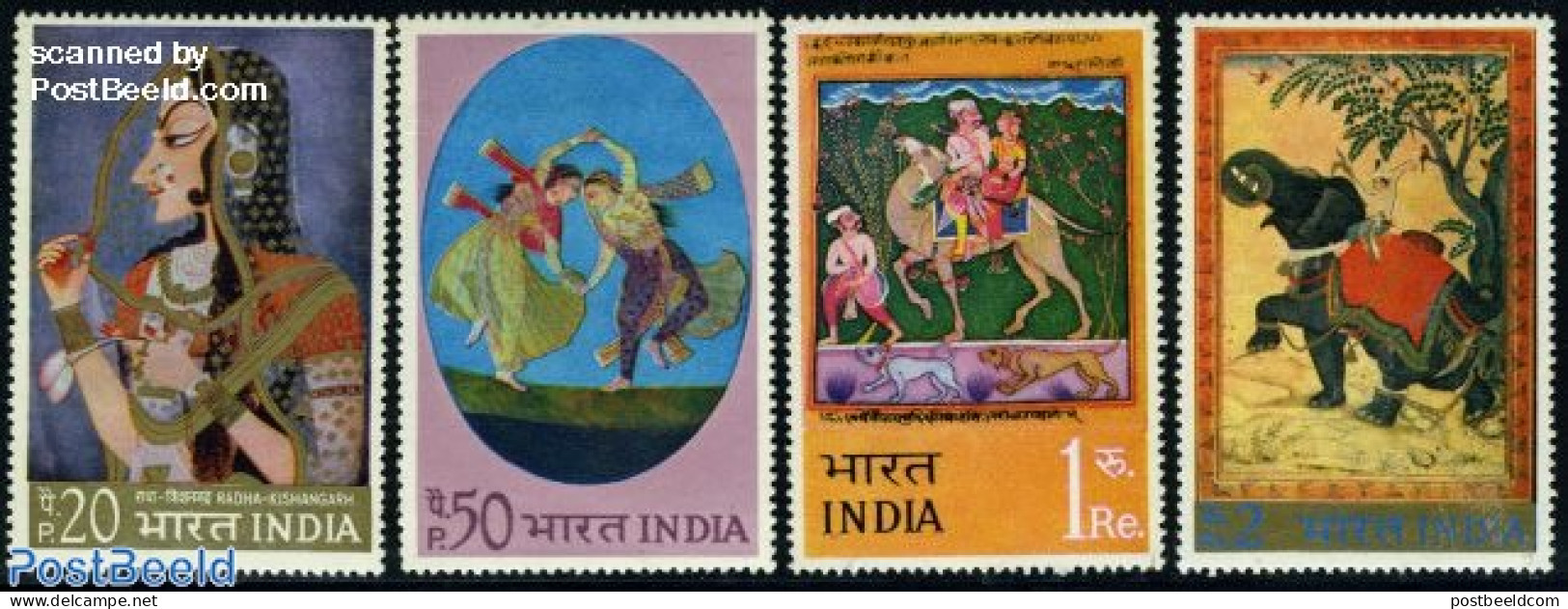 India 1973 Paintings 4v, Mint NH, Nature - Camels - Elephants - Art - Paintings - Nuovi