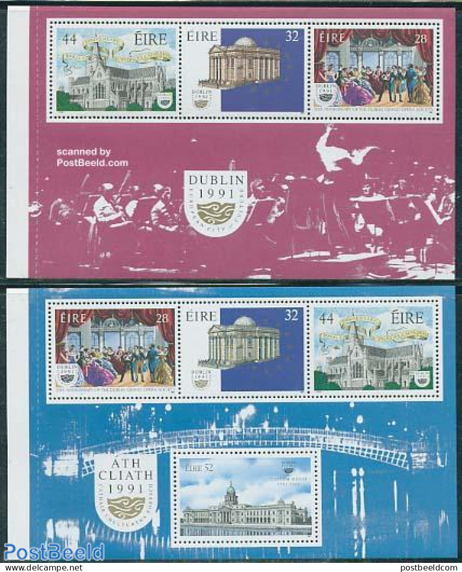 Ireland 1991 Dublin 2 Booklet Panes, Mint NH, Performance Art - Religion - Theatre - Churches, Temples, Mosques, Synag.. - Ungebraucht